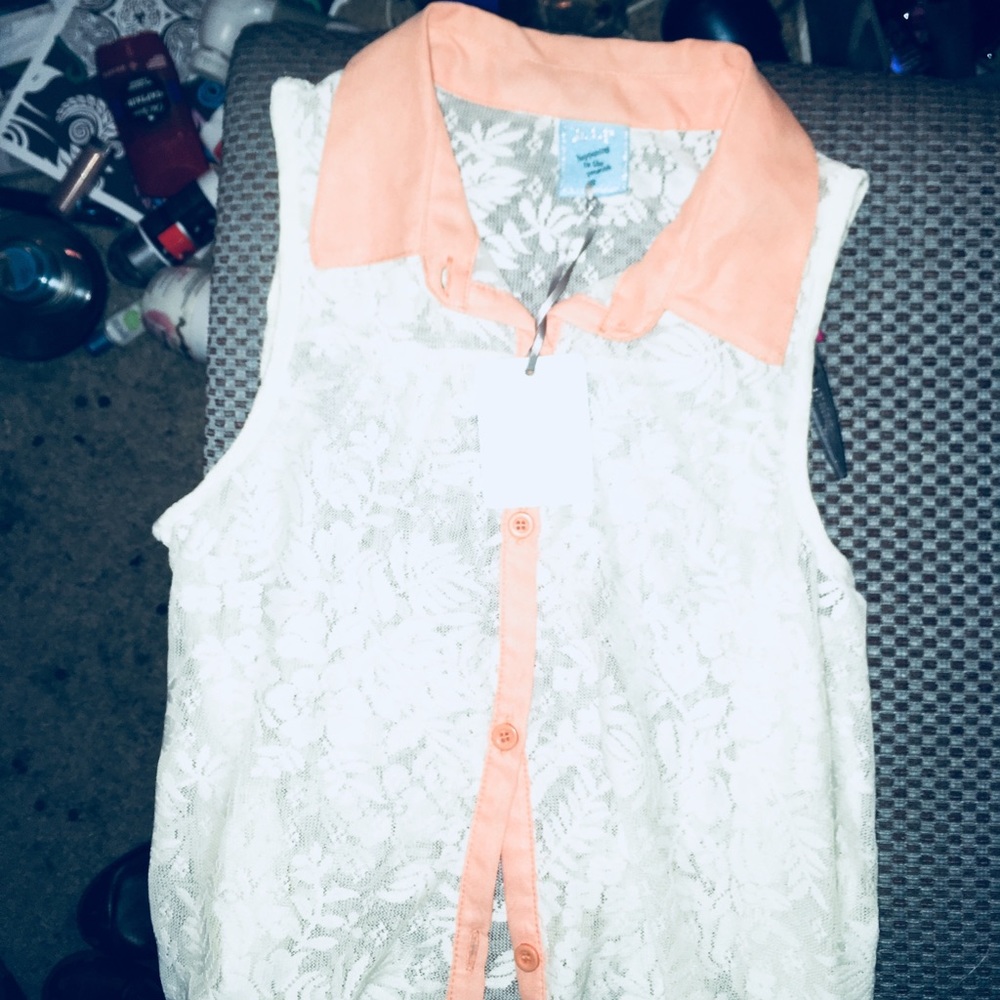 Sheer Buttoned Lace Top